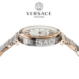 Buy Shop Versace V-Twist White Dial Two Tone Mesh Bracelet Watch for Women - VELS00719 USA Online