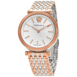 Buy Shop Versace V-Twist White Dial Two Tone Mesh Bracelet Watch for Women - VELS00719 USA Online