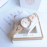 Buy Shop Versace V-Twist White Dial White Leather Strap Watch for Women - VELS00419 USA Online
