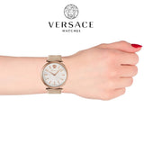 Buy Shop Versace V-Twist White Dial White Leather Strap Watch for Women - VELS00419 USA Online