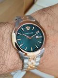 Buy Shop Versace V-Urban Green Dial Two Tone Steel Strap Watch for Men - VELQ00619 USA Online