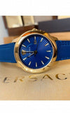 Buy Shop Versace V-Urban Quartz Blue Dial Blue Leather Strap Watch for Men - VELQ00319 USA Online