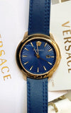 Buy Shop Versace V-Urban Quartz Blue Dial Blue Leather Strap Watch for Men - VELQ00319 USA Online