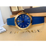 Buy Shop Versace V-Urban Quartz Blue Dial Blue Leather Strap Watch for Men - VELQ00319 USA Online