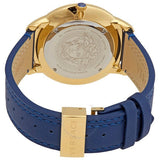 Buy Shop Versace V-Urban Quartz Blue Dial Blue Leather Strap Watch for Men - VELQ00319 USA Online