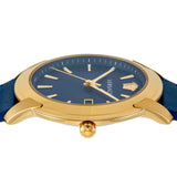 Buy Shop Versace V-Urban Quartz Blue Dial Blue Leather Strap Watch for Men - VELQ00319 USA Online