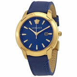 Buy Shop Versace V-Urban Quartz Blue Dial Blue Leather Strap Watch for Men - VELQ00319 USA Online