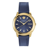 Buy Shop Versace V-Urban Quartz Blue Dial Blue Leather Strap Watch for Men - VELQ00319 USA Online