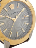 Buy Shop Versace V-Urban Quartz Grey Dial Brown Leather Strap Watch for Men - VELQ00219 USA Online