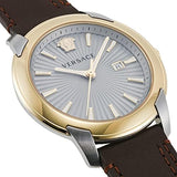 Buy Shop Versace V-Urban Quartz Grey Dial Brown Leather Strap Watch for Men - VELQ00219 USA Online