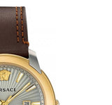 Buy Shop Versace V-Urban Quartz Grey Dial Brown Leather Strap Watch for Men - VELQ00219 USA Online