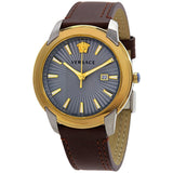 Buy Shop Versace V-Urban Quartz Grey Dial Brown Leather Strap Watch for Men - VELQ00219 USA Online