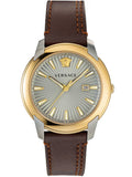 Buy Shop Versace V-Urban Quartz Grey Dial Brown Leather Strap Watch for Men - VELQ00219 USA Online
