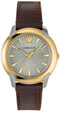 Buy Shop Versace V-Urban Quartz Grey Dial Brown Leather Strap Watch for Men - VELQ00219 USA Online