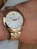 Buy Shop Versace V-Urban Quartz White Dial Gold Steel Strap Watch For Men - VELQ00719 USA Online