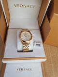 Buy Shop Versace V-Urban Quartz White Dial Gold Steel Strap Watch For Men - VELQ00719 USA Online