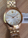 Buy Shop Versace V-Urban Quartz White Dial Gold Steel Strap Watch For Men - VELQ00719 USA Online