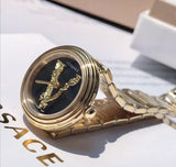 Buy Shop Versace V Virtus Quartz Black Dial Gold Steel Strap Watch For Women - VET300121 USA Online