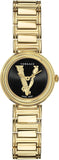 Buy Shop Versace V Virtus Quartz Black Dial Gold Steel Strap Watch For Women - VET300121 USA Online