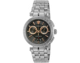 Versace Aion Chronograph Analog Black Dial Silver Steel Strap Watch For Men - VE1D01019