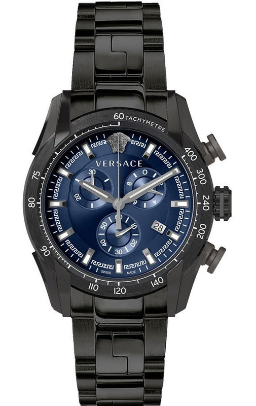 Buy Shop Versace V-Ray Chronograph Quartz Blue Dial Black Steel Strap Watch For Men - VE2I00521 USA Online