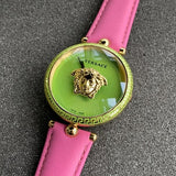 Buy Shop Versace Palazzo Empire Green Dial Pink Leather Strap Watch for Women - VCO150017 USA Online