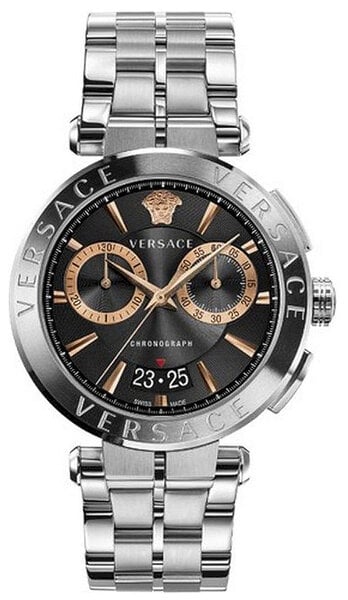 Buy Shop Versace Aion Chronograph Black Dial Silver Steel Strap Watch For Men - VE1D01019 USA Online