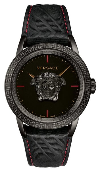 Buy Shop Versace Palazzo Empire Black Dial Black Leather Strap Watch for Men - VERD00218 USA Online