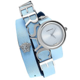 Buy Shop Versace V Flare Silver Dial Blue Leather Strap Watch for Women - VEBN00118 USA Online