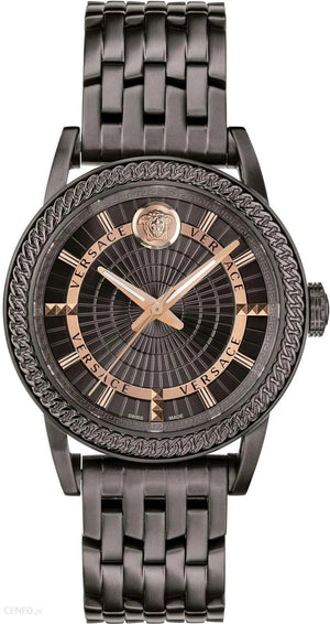 Buy Shop Versace Viamond Quartz Black Dial Grey Steel Strap Watch For Men - VEPO00520 USA Online