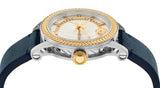 Buy Shop Versace Viamond Quartz White Dial Blue Leather Strap Watch For Men - VEPO00120 USA Online