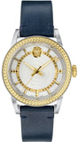 Buy Shop Versace Viamond Quartz White Dial Blue Leather Strap Watch For Men - VEPO00120 USA Online