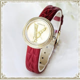 Buy Shop Versace Virtus Mini Quartz Gold Dial Red Leather Strap Watch For Women - VET300521 USA Online