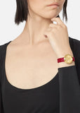 Buy Shop Versace Virtus Mini Quartz Gold Dial Red Leather Strap Watch For Women - VET300521 USA Online