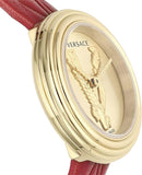 Buy Shop Versace Virtus Mini Quartz Gold Dial Red Leather Strap Watch For Women - VET300521 USA Online