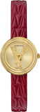 Buy Shop Versace Virtus Mini Quartz Gold Dial Red Leather Strap Watch For Women - VET300521 USA Online