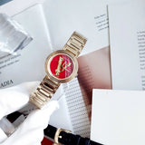 Buy Shop Versace Virtus Mini Quartz Red Dial Gold Steel Strap Watch For Women - VET300321 USA Online