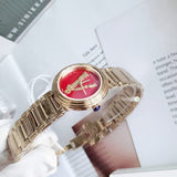Buy Shop Versace Virtus Mini Quartz Red Dial Gold Steel Strap Watch For Women - VET300321 USA Online