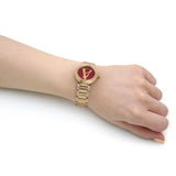 Buy Shop Versace Virtus Mini Quartz Red Dial Gold Steel Strap Watch For Women - VET300321 USA Online