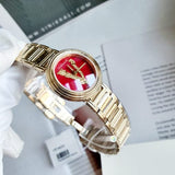 Buy Shop Versace Virtus Mini Quartz Red Dial Gold Steel Strap Watch For Women - VET300321 USA Online
