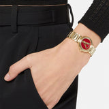 Buy Shop Versace Virtus Mini Quartz Red Dial Gold Steel Strap Watch For Women - VET300321 USA Online