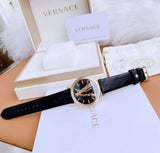 Buy Shop Versace Virtus Quartz Black Dial Black Leather Strap Watch for Women - VEHC00119 USA Online