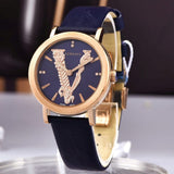 Buy Shop Versace Virtus Quartz Black Dial Black Leather Strap Watch for Women - VEHC00119 USA Online