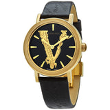 Buy Shop Versace Virtus Quartz Black Dial Black Leather Strap Watch for Women - VEHC00119 USA Online