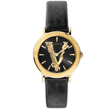 Buy Shop Versace Virtus Quartz Black Dial Black Leather Strap Watch for Women - VEHC00119 USA Online