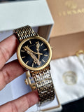 Buy Shop Versace Virtus Quartz Black Dial Gold Steel Strap Watch for Women - VEHC00619 USA Online