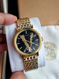 Buy Shop Versace Virtus Quartz Black Dial Gold Steel Strap Watch for Women - VEHC00619 USA Online