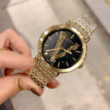 Buy Shop Versace Virtus Quartz Black Dial Gold Steel Strap Watch for Women - VEHC00619 USA Online