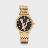 Buy Shop Versace Virtus Quartz Black Dial Gold Steel Strap Watch for Women - VEHC00619 USA Online