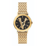 Buy Shop Versace Virtus Quartz Black Dial Gold Steel Strap Watch for Women - VEHC00619 USA Online